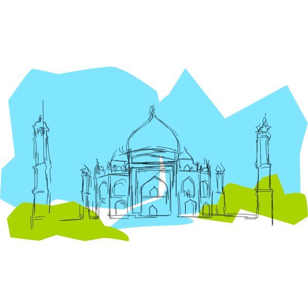 SVG Taj Mahal tourist attraction vector drawing