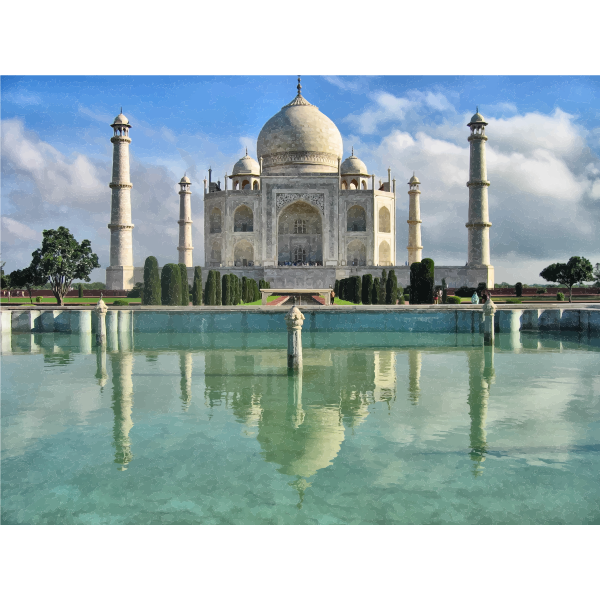 SVG Taj Mahal with reflection in water illustration