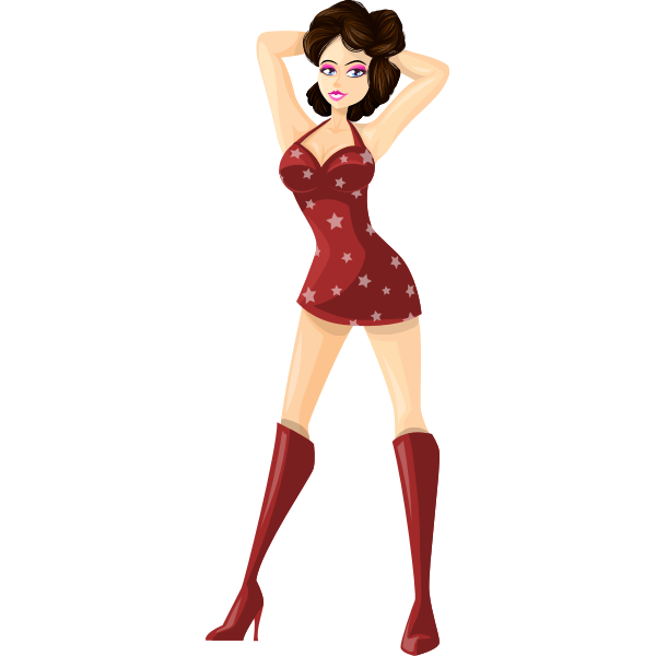 SVG Tall model in red clothes