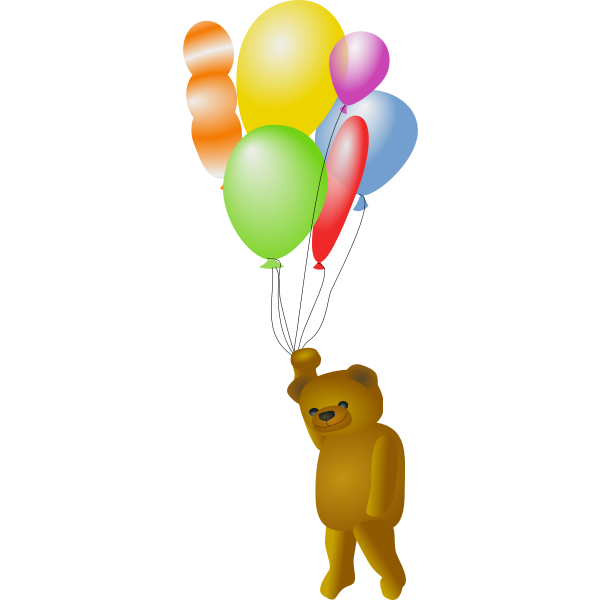 SVG Teddy bear holding balloons vector drawing
