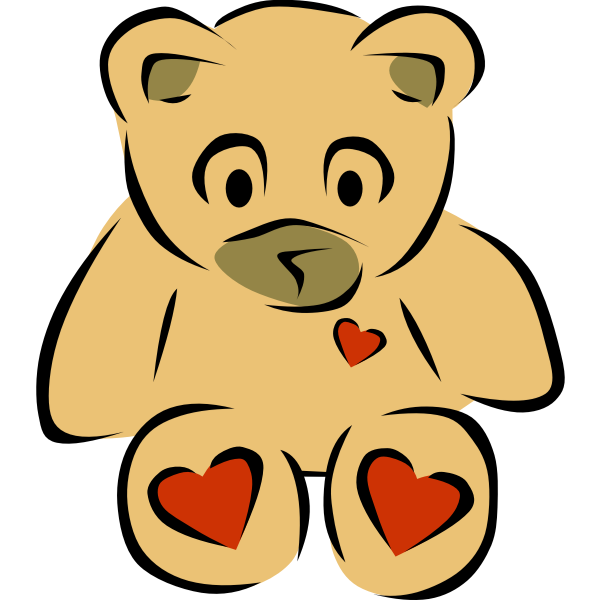SVG Teddy bear with hearts vector clip art