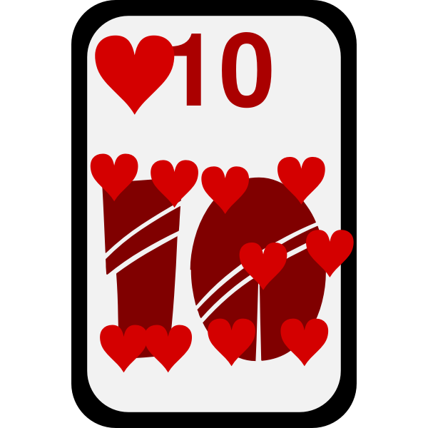 SVG Ten of Hearts funky playing card vector clip art