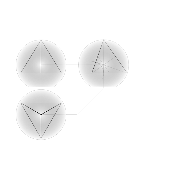 SVG tetrahedron sphere outside -- Tetraeder Umkugel