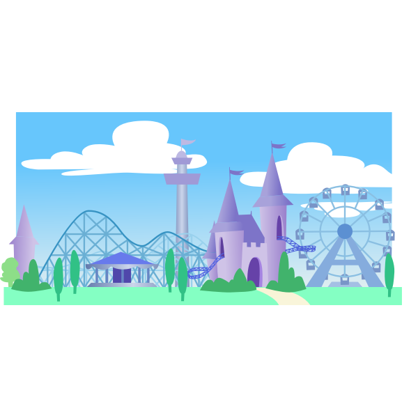 SVG Theme park under a blue sky vector graphics