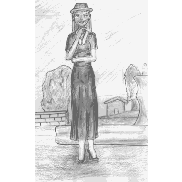 SVG Thinking Woman Sketch
