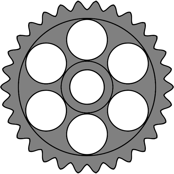 SVG Thirty-tooth gear with circular holes
