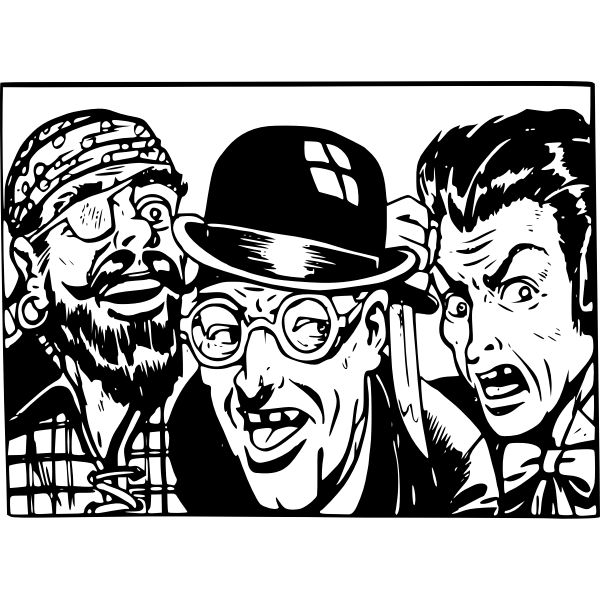 SVG Three bandits line art