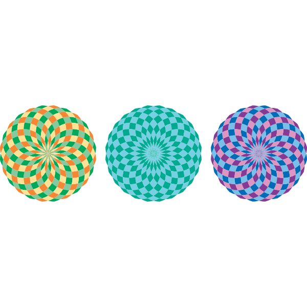 SVG Three colorful pattern circles vector illustration