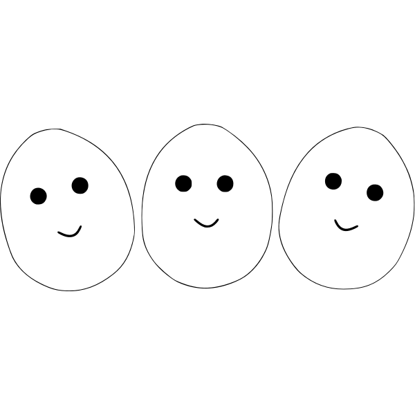SVG Three eggs with eyes and mouth