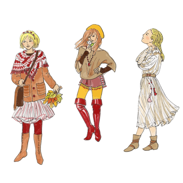 SVG Three Fashionable Girls