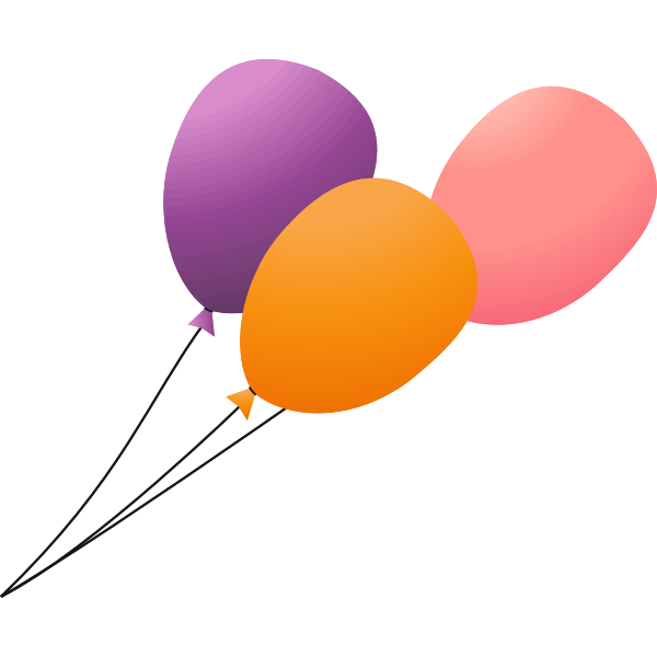 SVG Three flying balloons on a lead vector image