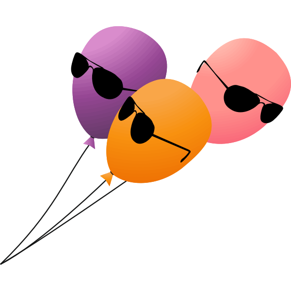 SVG Three flying balloons with sunglasses on a lead vector illustration