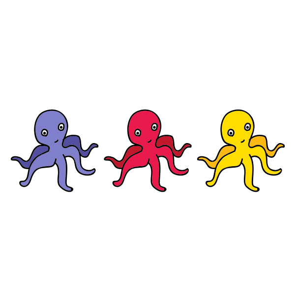 SVG Three funny octopuses