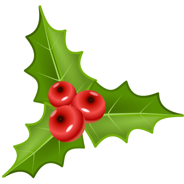 SVG Three holly leaves with three crones vector illustration