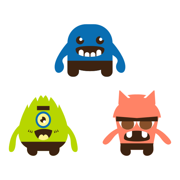 SVG three monsters