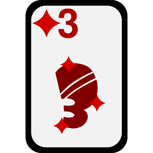 SVG Three of Diamonds funky playing card vector clip art