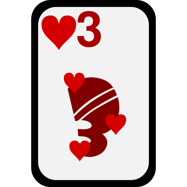 SVG Three of Hearts funky playing card vector clip art