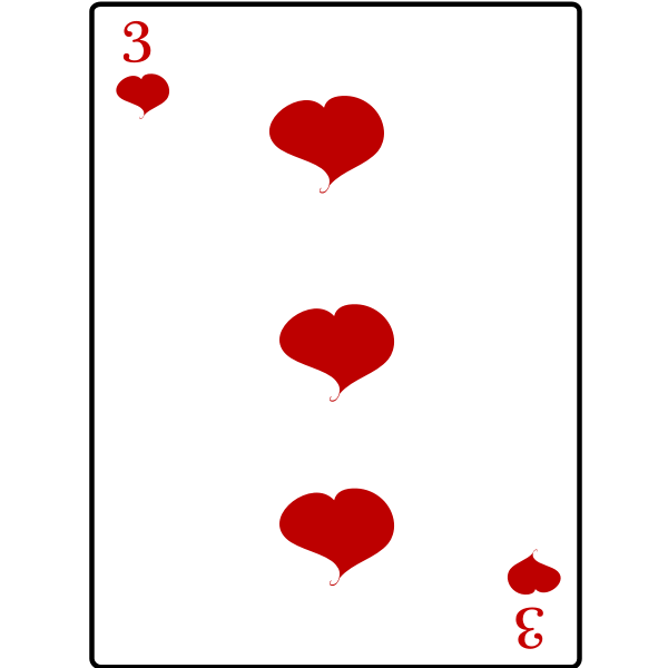SVG Three of hearts playing card vector graphics