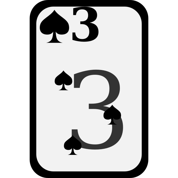 SVG Three of Spades funky playing card vector clip art