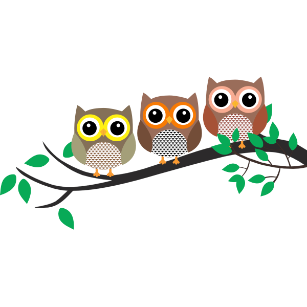 SVG Three owls in a tree