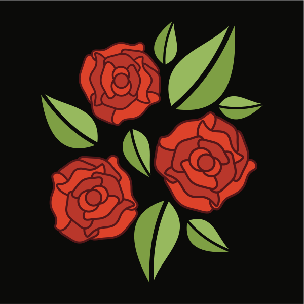 SVG Three red roses on black background