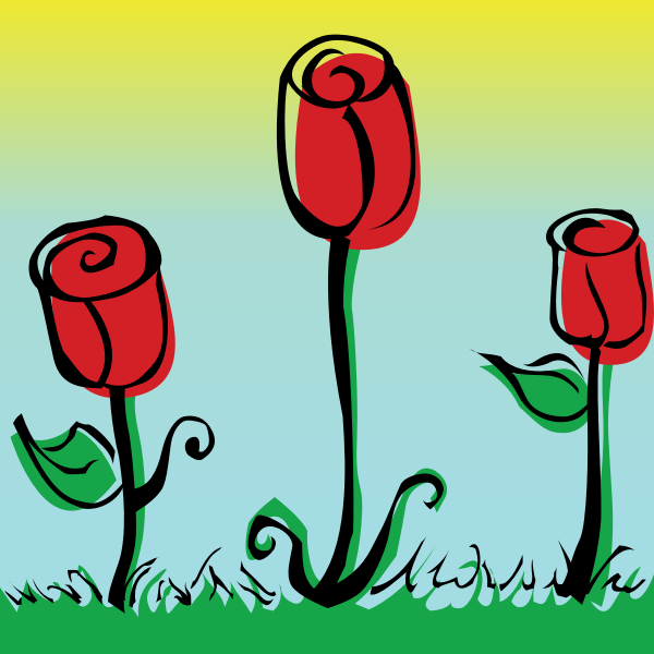 SVG Three roses in a field