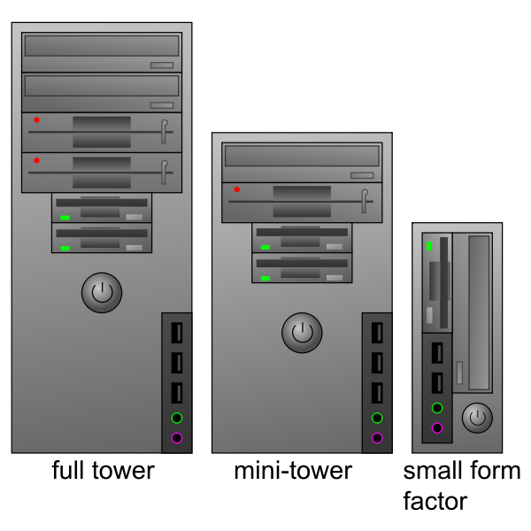 SVG Three types of computer cases in color vector clip art