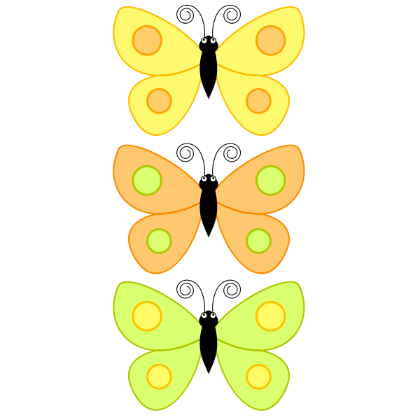 SVG Three yellow butterflies