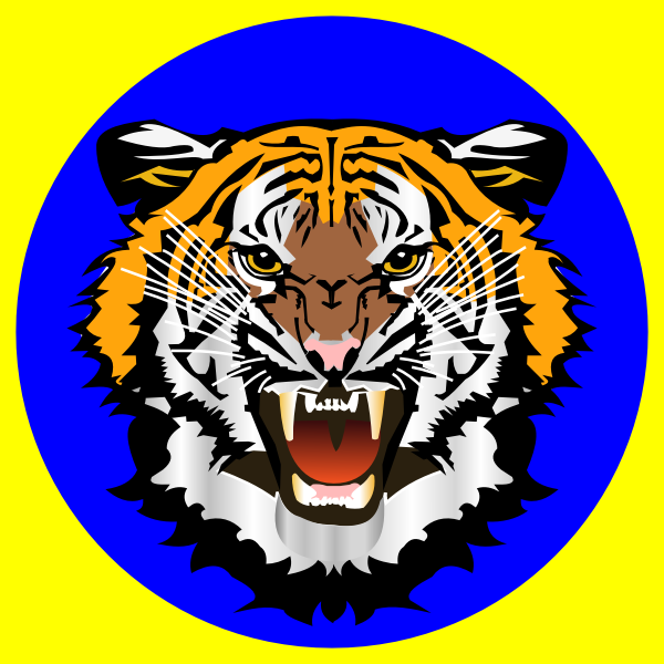 SVG Tiger blue on yellow sticker vector image