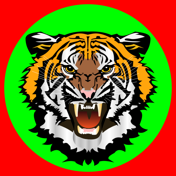 SVG Tiger green on red sticker vector illustration