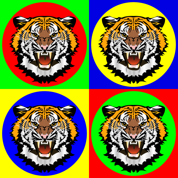 SVG Tiger head on colorful stickers vector image