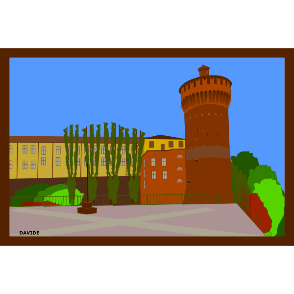 SVG Torrione di Lodi town vector postcard