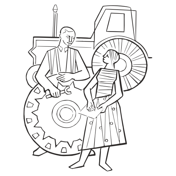 SVG Tractor repairman and woman