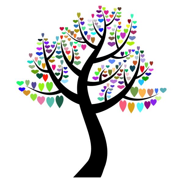 SVG Tree and colorful hearts