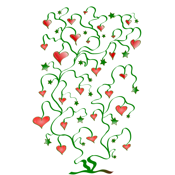 SVG Tree of hearts with leaves of stars vector graphics