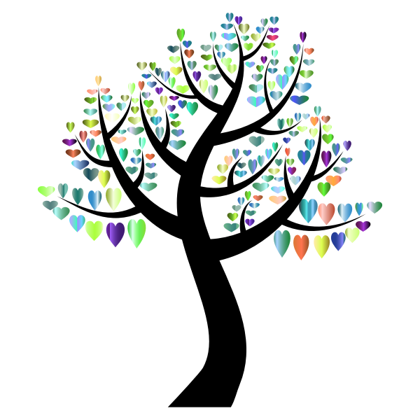 SVG Tree with colorful hearts