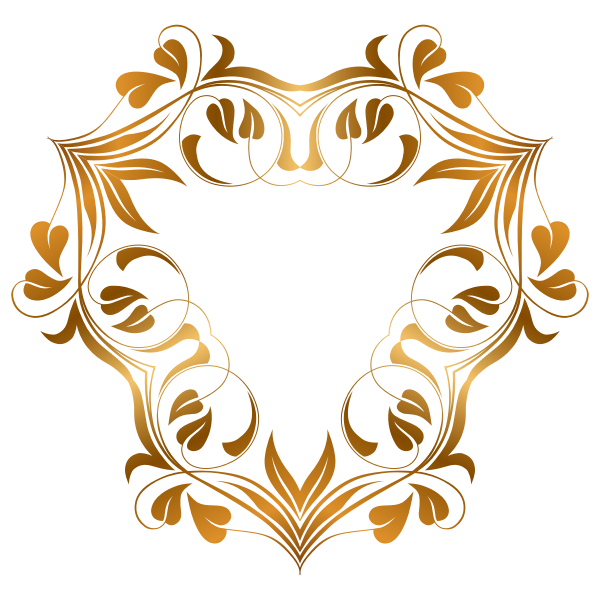SVG Triangular floral frame in shades of gold illustration