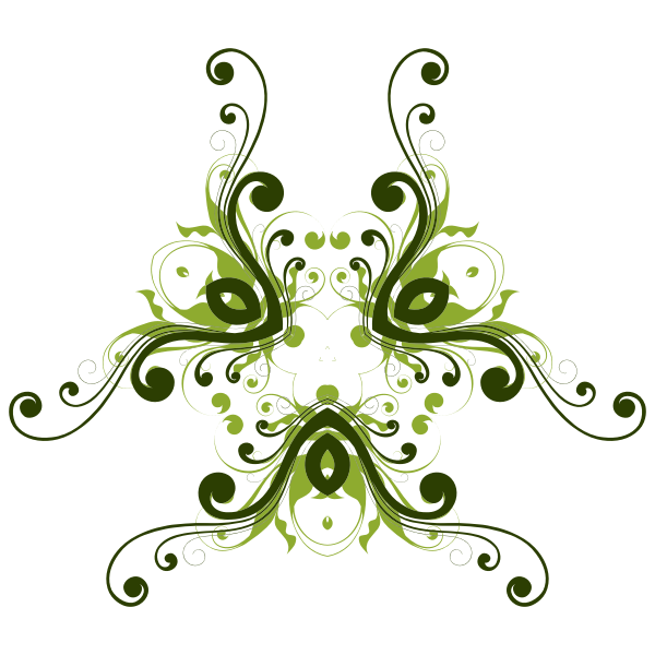 SVG Triangular floral frame in shades of green drawing