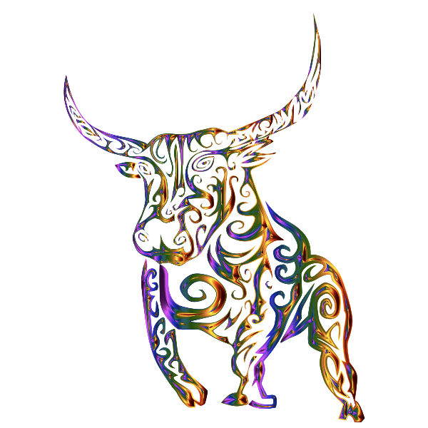 SVG Tribal Bull Line Art Prismatic