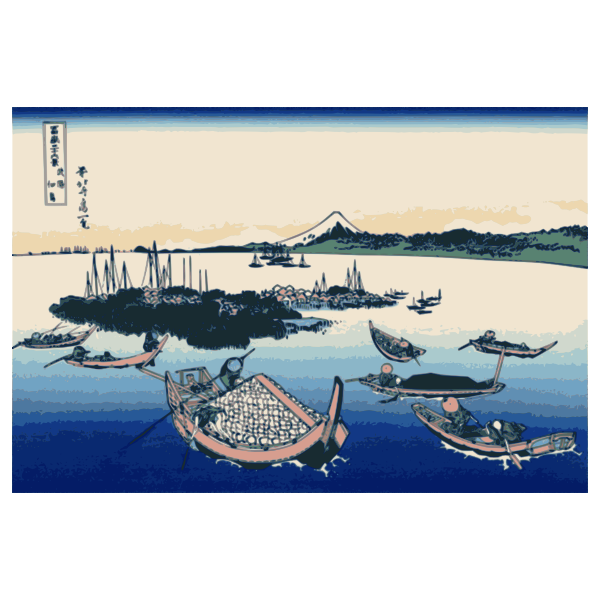 SVG Tsukuda Island in Mushashi Province color illustration