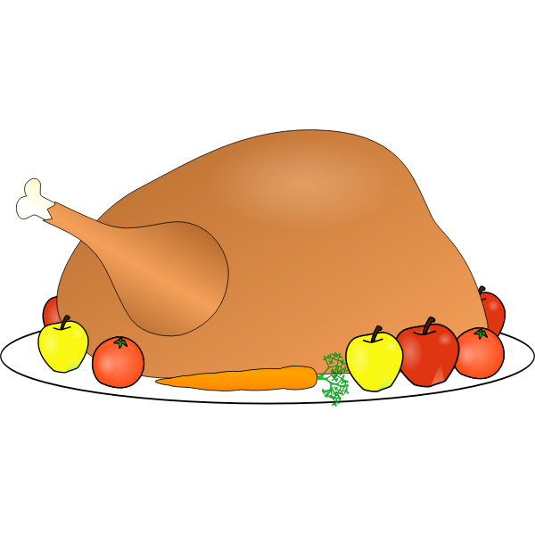 SVG Turkey platter with fruit and vegetables vector clip art