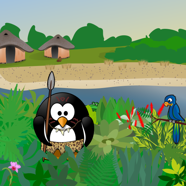 SVG Tux on a hunt in nature vector image