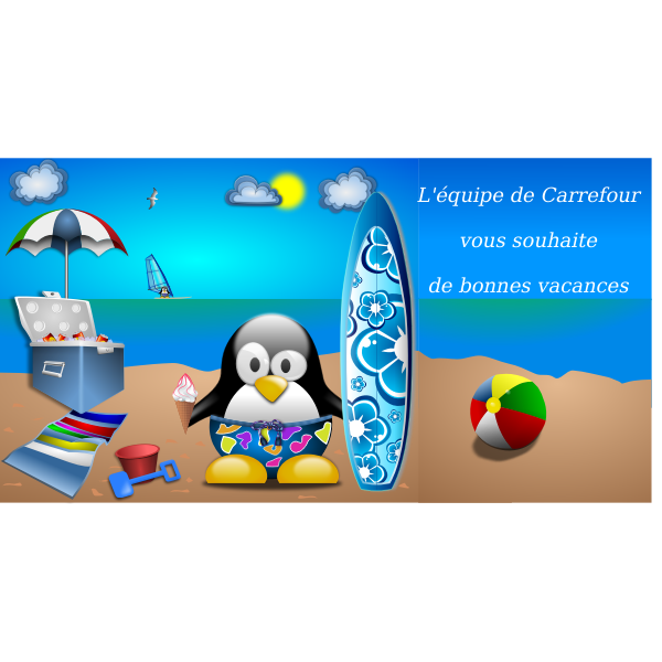 SVG Tux on summer vacation vector illustration