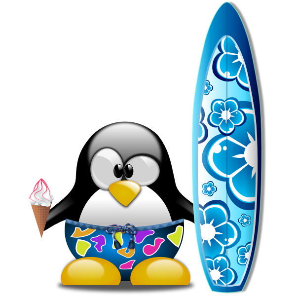 SVG Tux surfer vector image