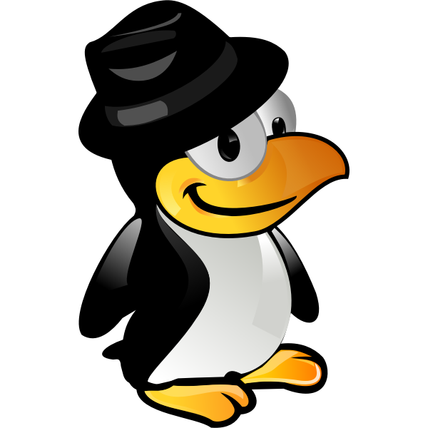 SVG Tux with black hat vector image