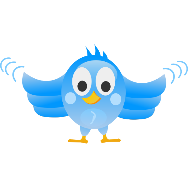SVG Tweeting bird with wings spread wide drawing