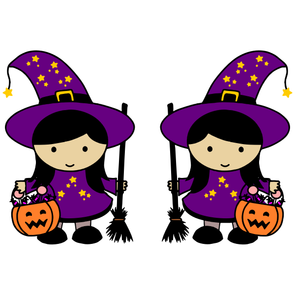 SVG Twin Halloween witches