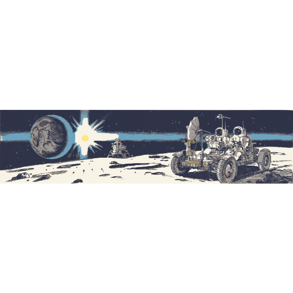 SVG Two astronauts on the Moon vector illustration