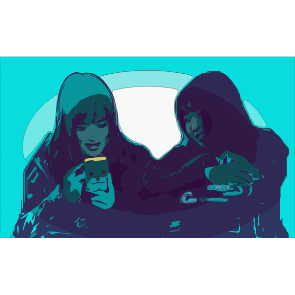 SVG Two Japanese friends selfies