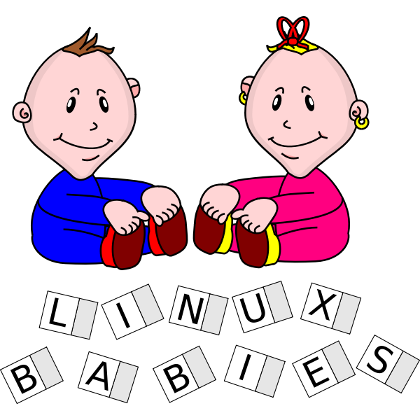 SVG Two Linux Babies boys vector drawing